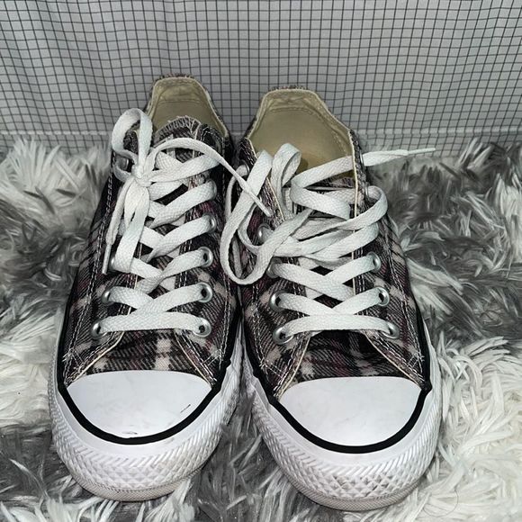 Converse All Star canvas plaid lo top sneakers women size 7 - Picture 1 of 5